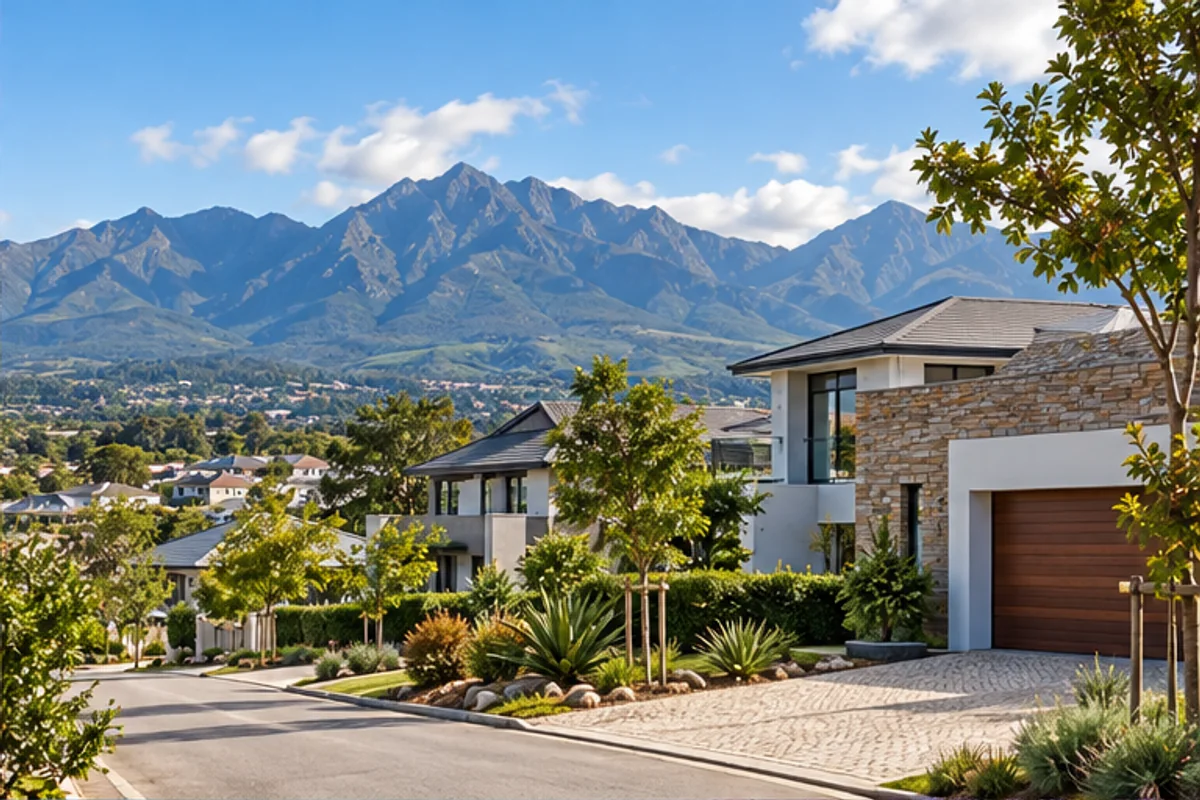 Landscape and properties in Blue Mountain Village, George