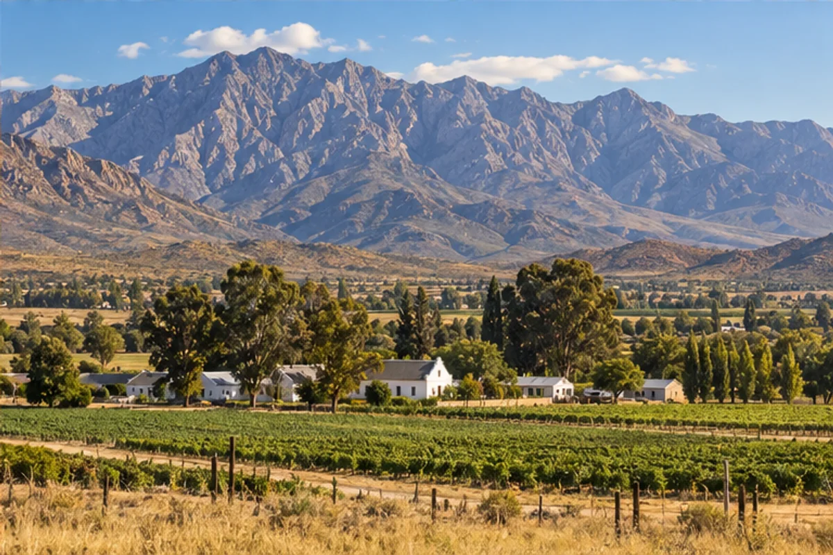 Landscape and properties in De Kombuys, Oudtshoorn